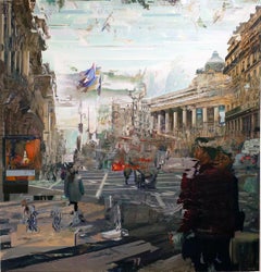 Paysage urbain contemporain Peinture à l'huile sur toile - Blend 17 - Blended Cities