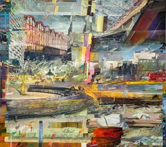 Pintura al óleo figurativa contemporánea sobre lienzo - Paisaje urbano - Blend 57