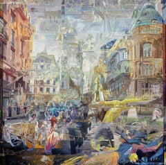 Impresionismo contemporáneo - Paisaje urbano Pintura al óleo sobre lienzo - Blend 65