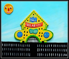 Rodney Alan Greenblat Painting Acrylic on Wood Relief Sculpture Signed Original