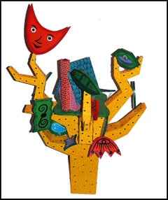 RODNEY GREENBLAT Large ORIGINAL WOOD SCULPTURE Acrylic Painting Signed Pop Art
