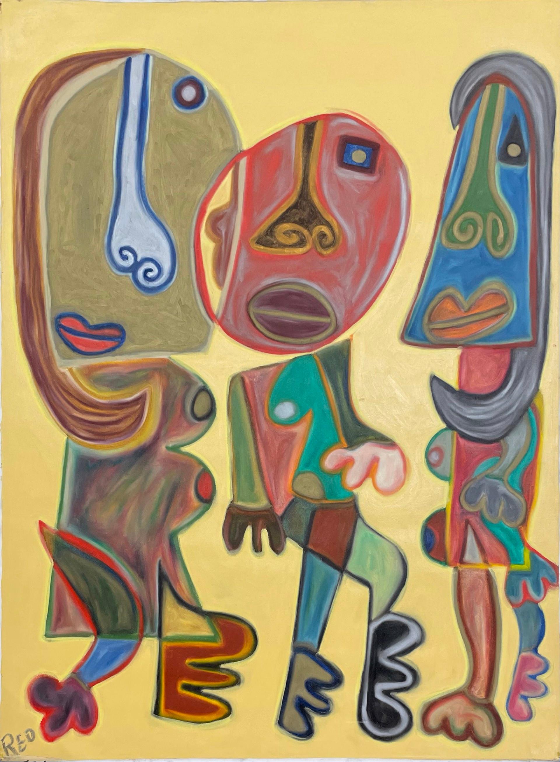 Rodney E. Denne Figurative Painting - Rockets and Feathers of Rebirth