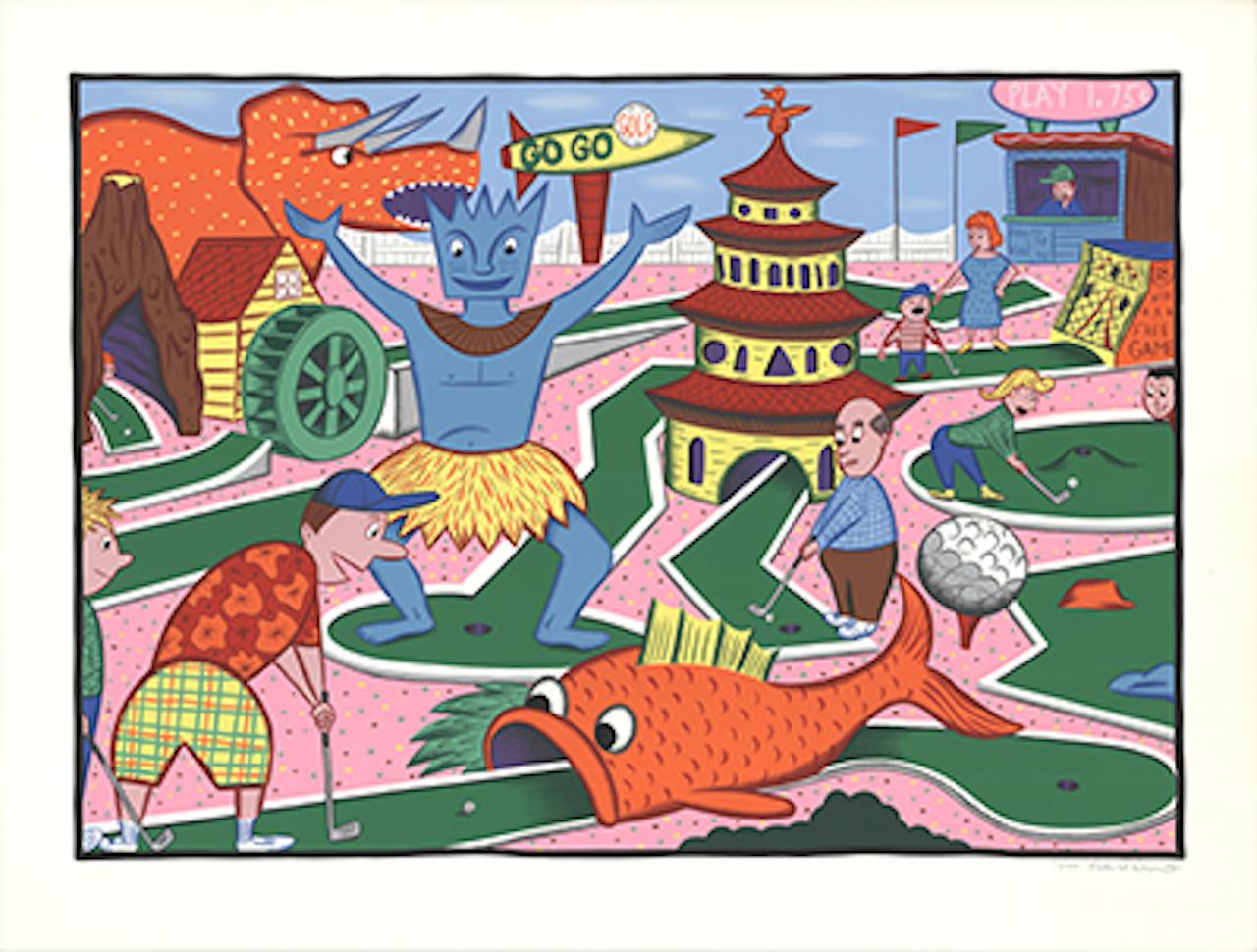 SERIGRAPHIE SIGNÉE À LA Main du Minigolf Circus - Print de Rodney Greenblat