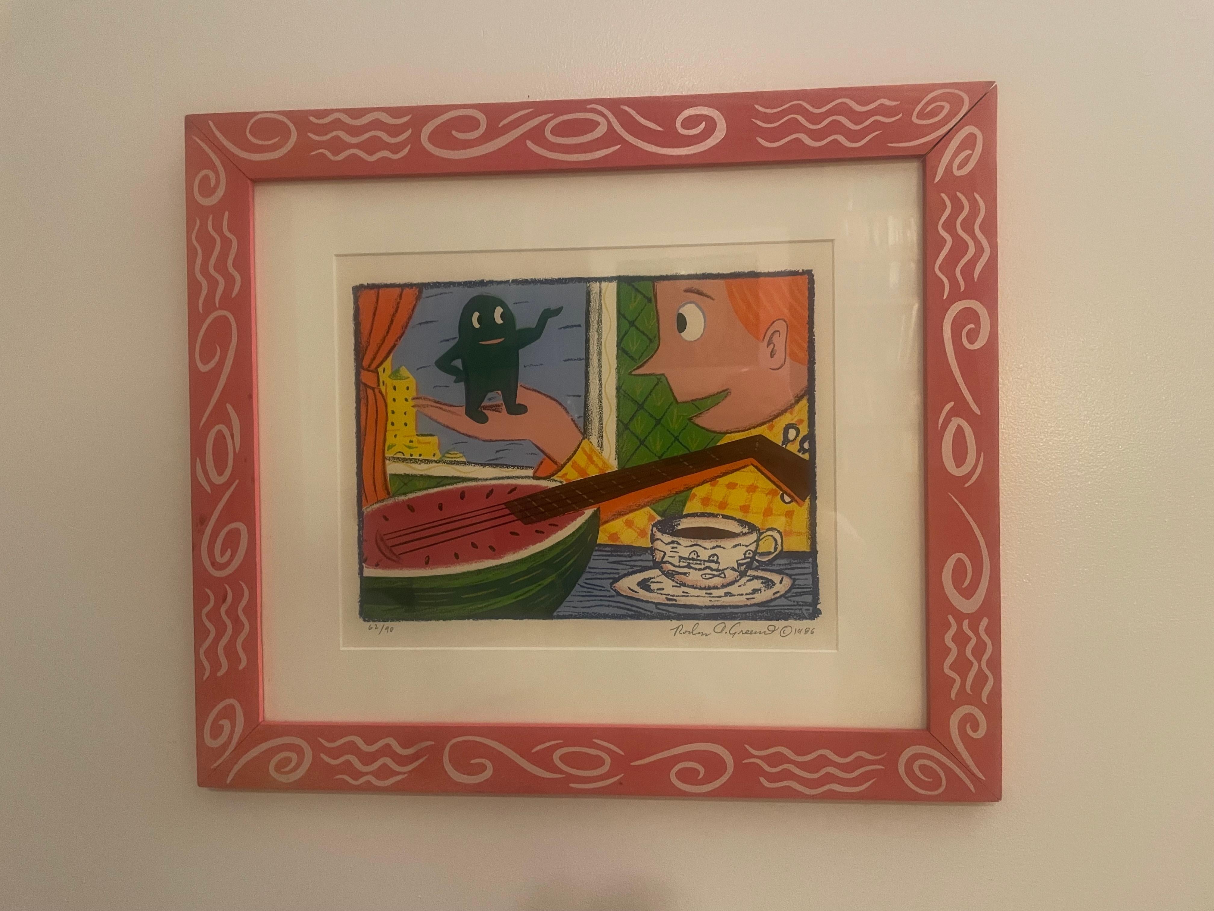 Rodney Greenblat �„Wassermelon-Man“ Serigraphie 1988 im Angebot 1