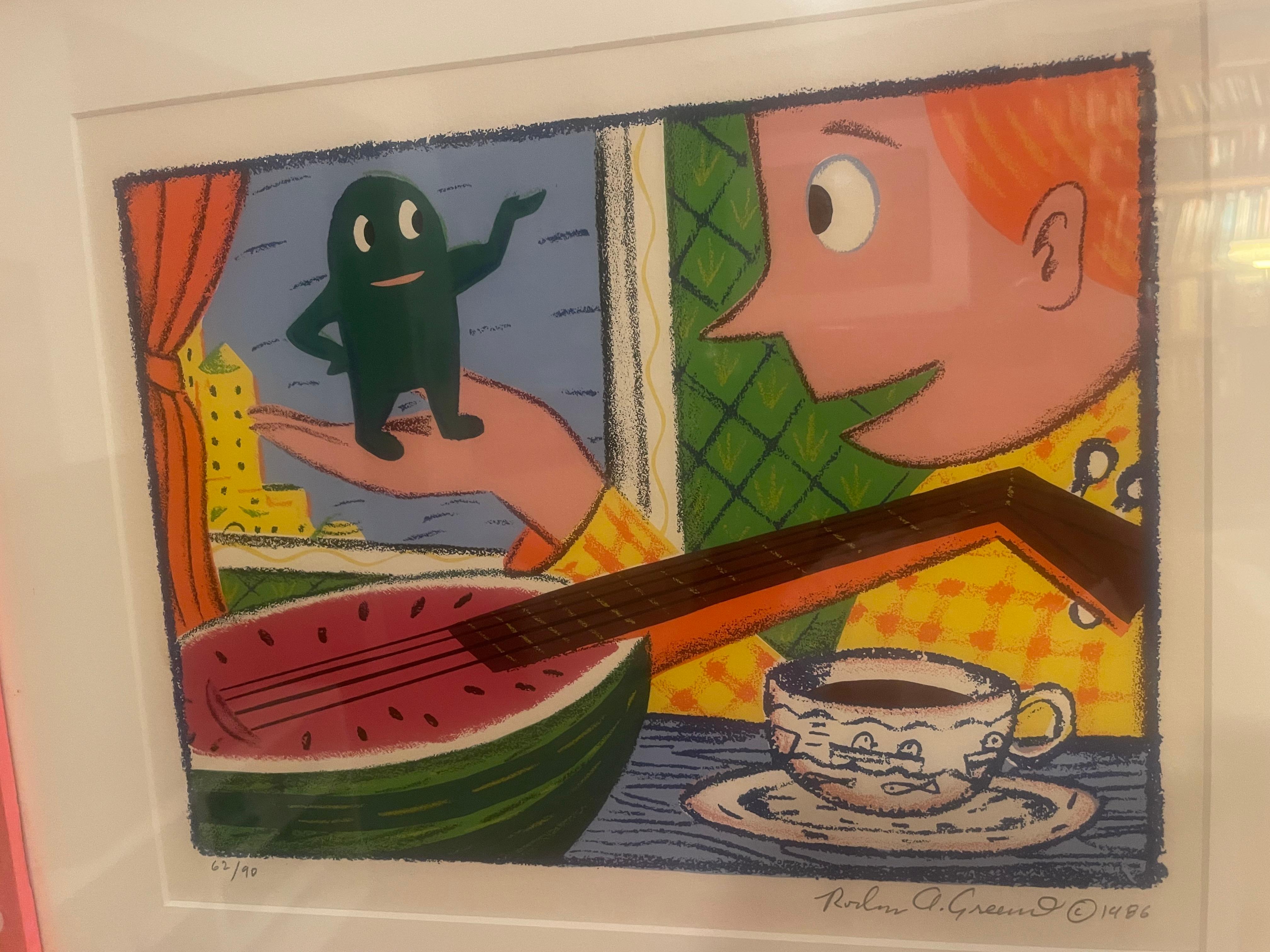 Rodney Greenblat „Wassermelon-Man“ Serigraphie 1988 im Angebot 4