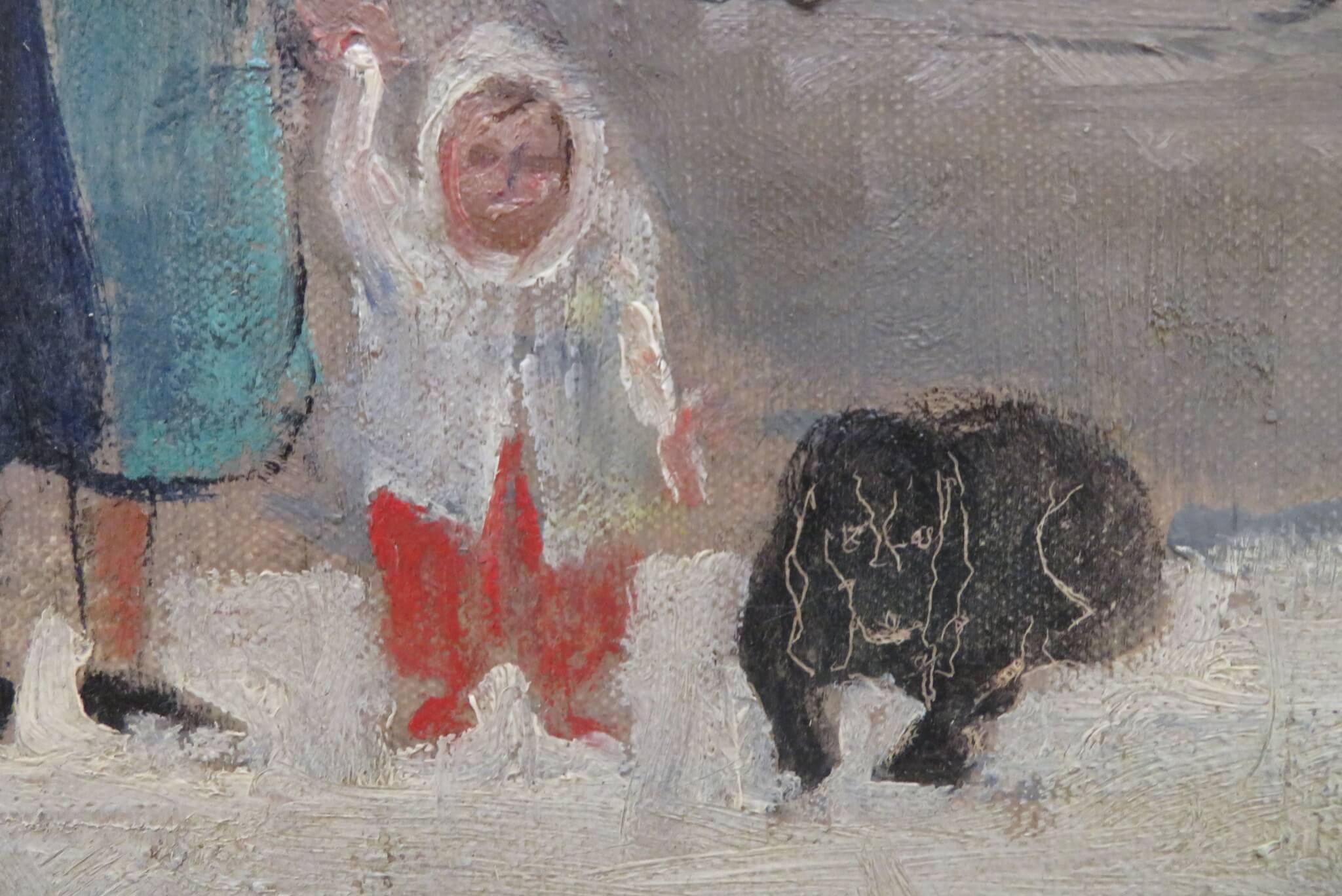 RODNEY JOSEPH BURN (1899-1984) Ölgemälde LONDON RIVER THAMES CHISWICK WINTER im Angebot 2