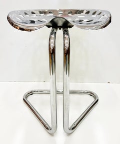 Rodney Kinsman Taburetes de Contra Altura con Asiento de Tractor Cromado, Pareja Industrial