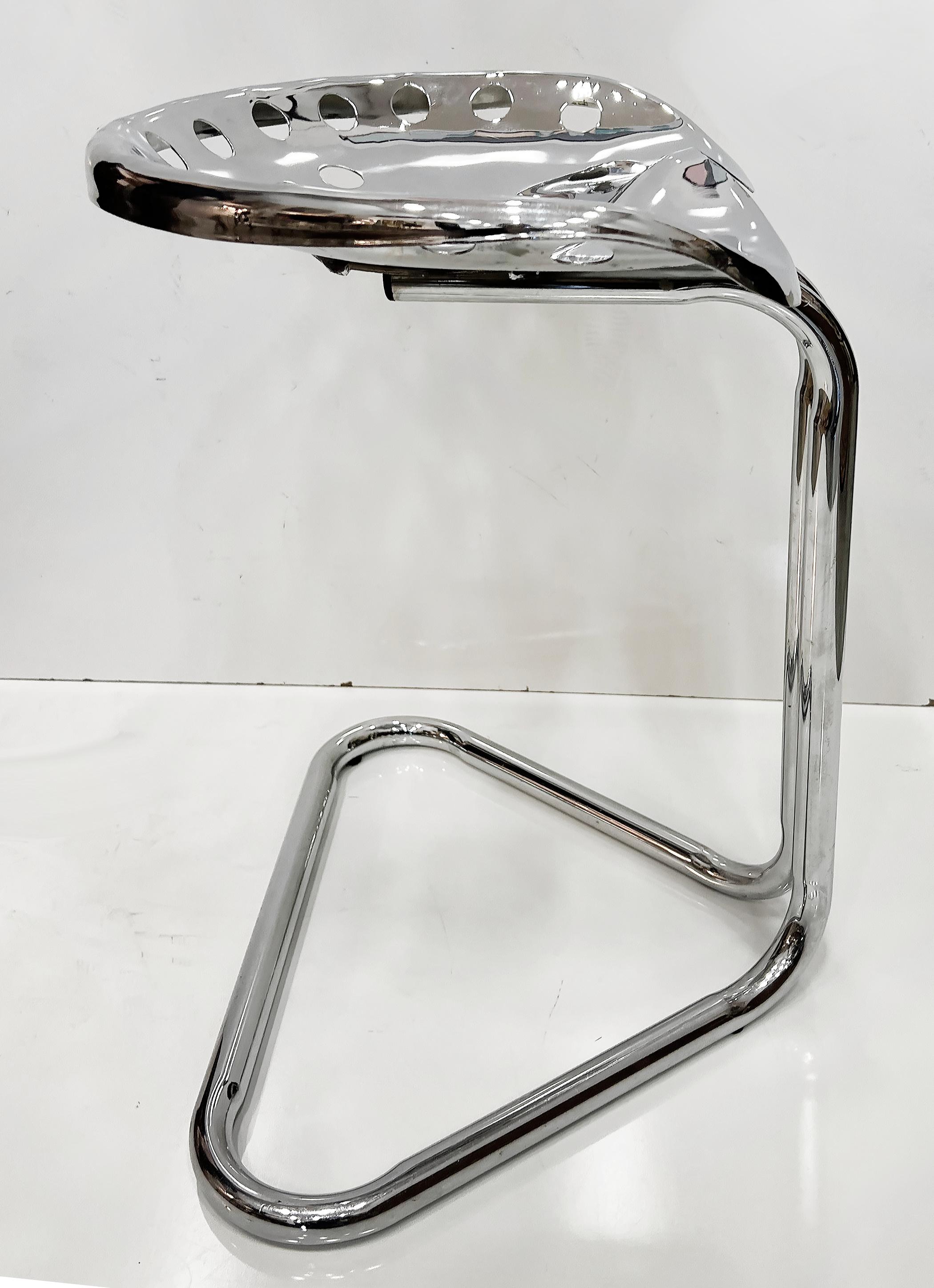 Rodney Kinsman Chrome Tractor Seat Counter Height Stools, Industrial Pair 1