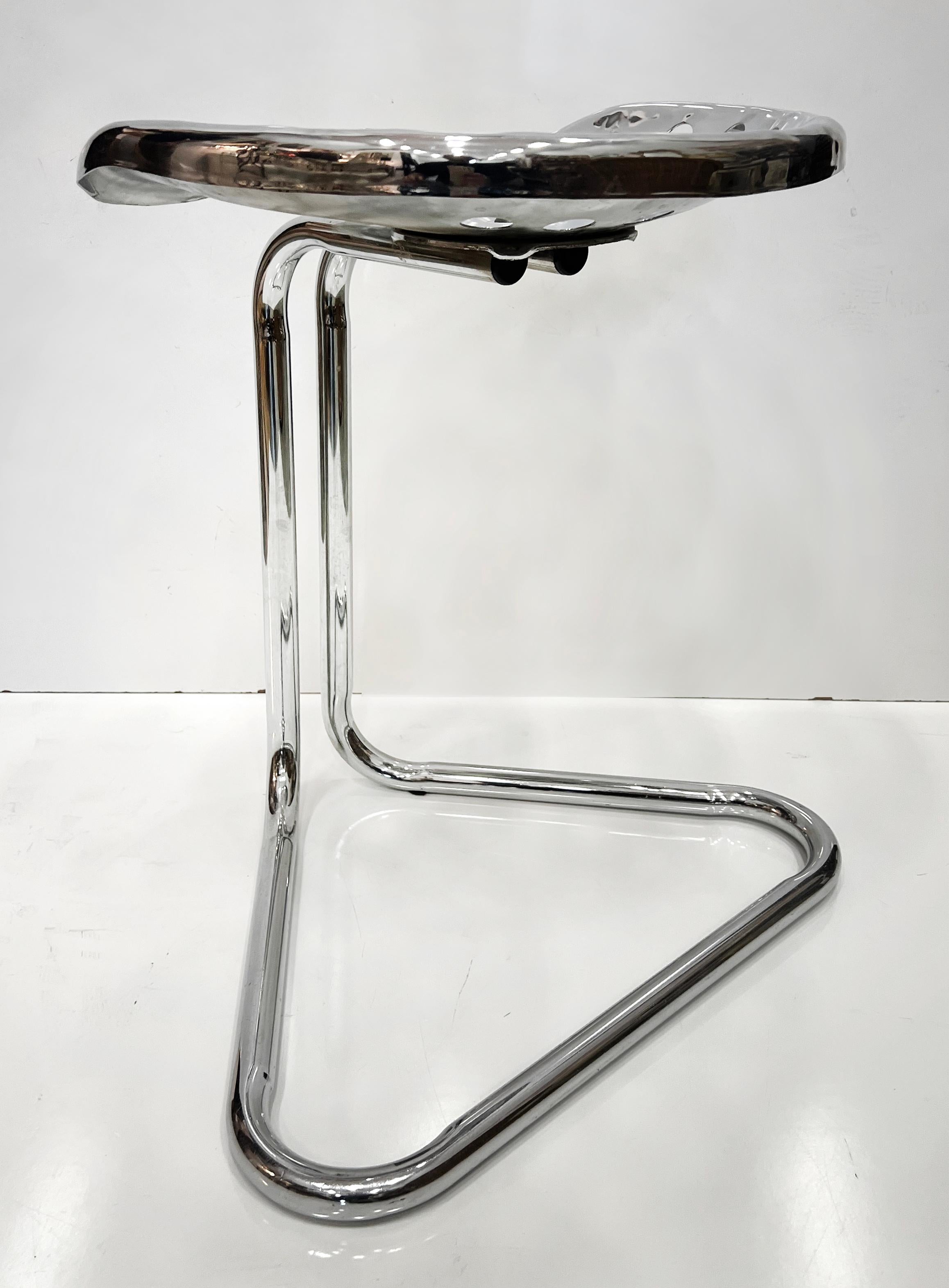 Rodney Kinsman Chrome Tractor Seat Counter Height Stools, Industrial Pair 2