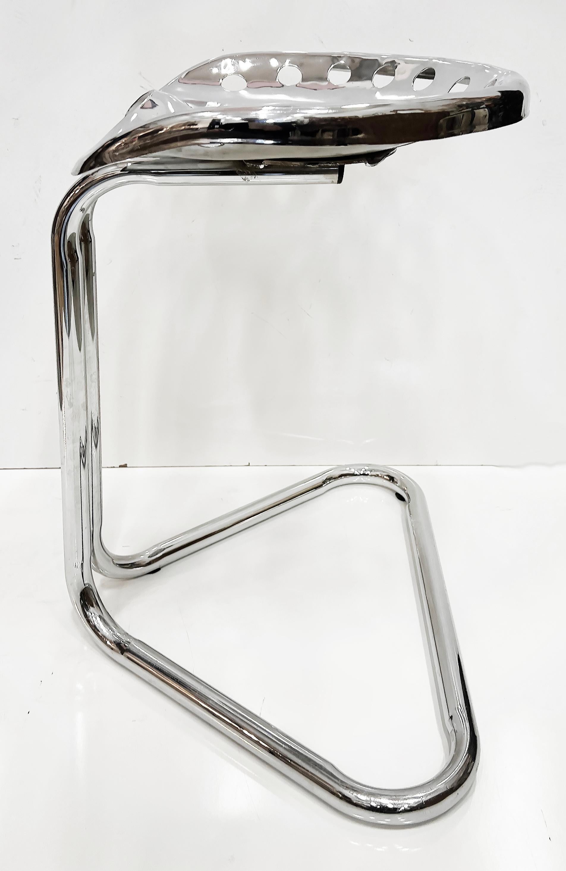 Rodney Kinsman Chrome Tractor Seat Counter Height Stools, Industrial Pair 3
