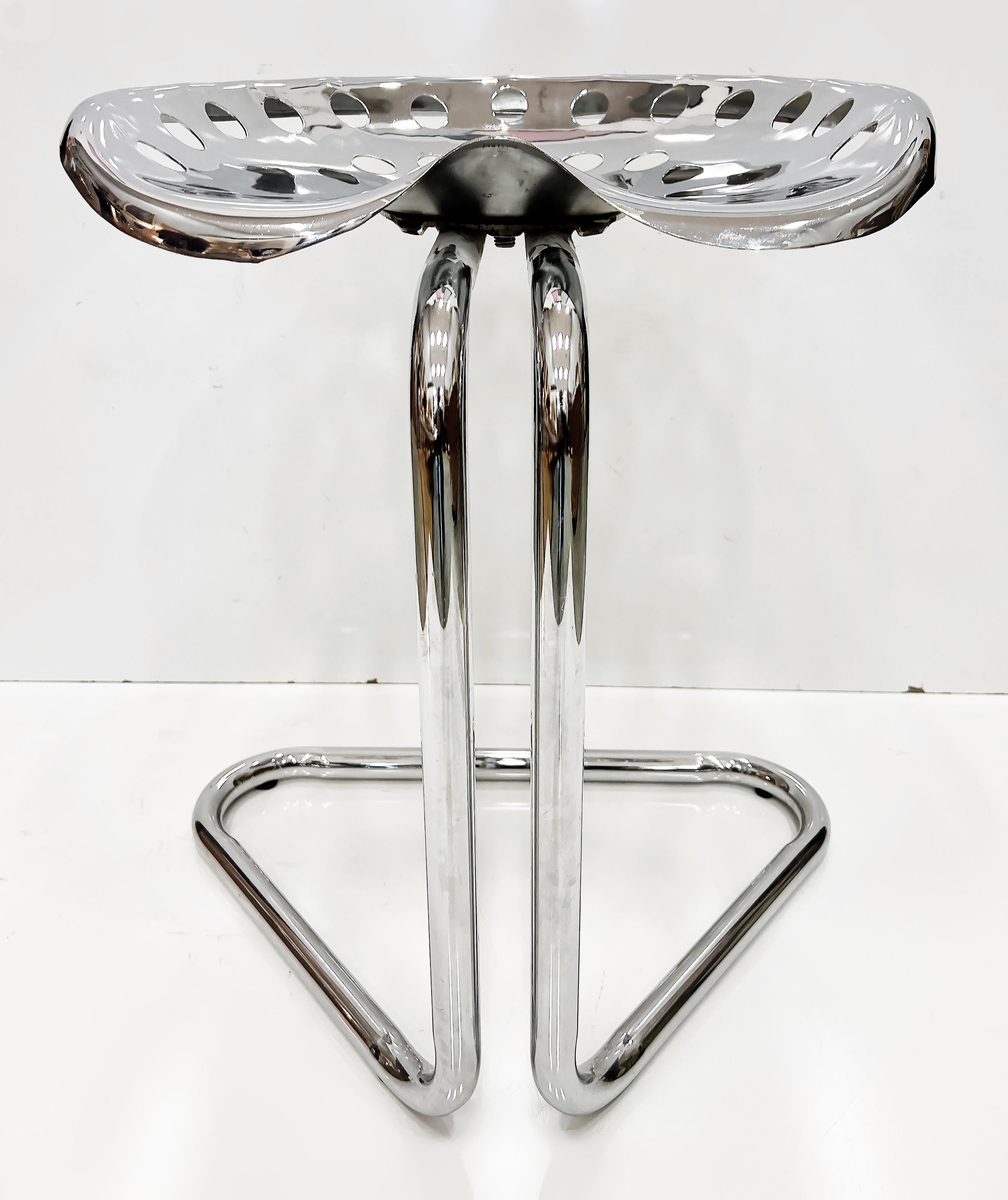 Rodney Kinsman Chrome Tractor Seat Counter Height Stools, Industrial Pair 4