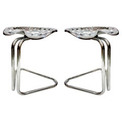 Sgabelli con sedile da trattore cromato Rodney Kinsman, coppia industriale