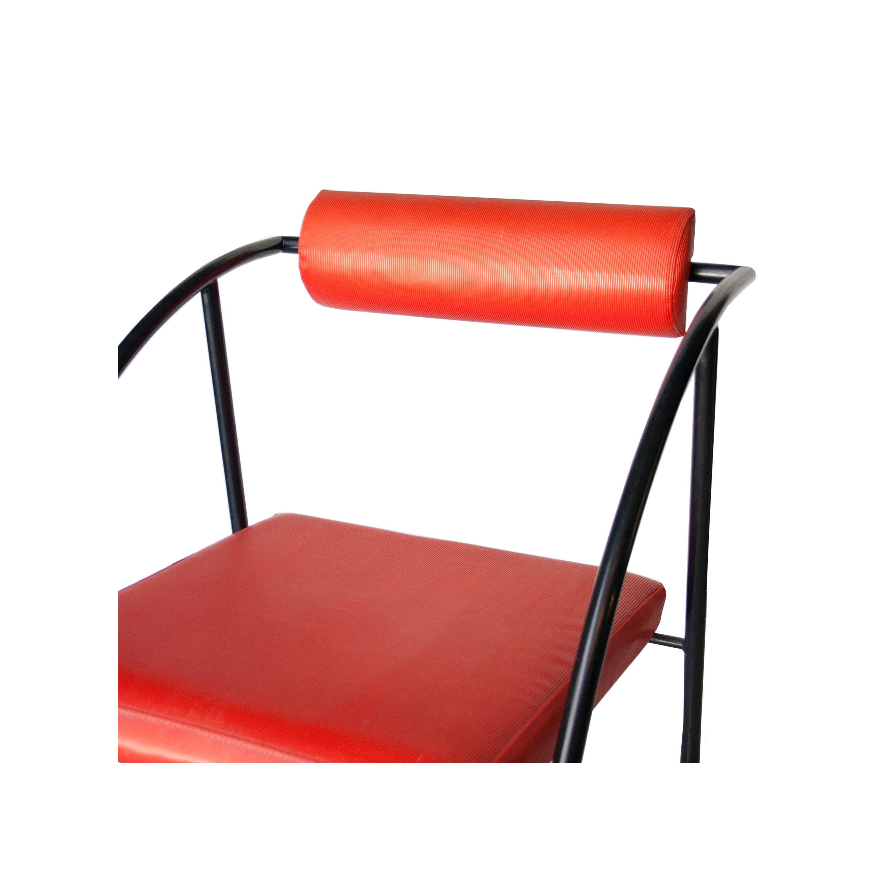 Lacquered Rodney Kinsman Black Red Metal Vienna Chair, United Kingdom, 1980