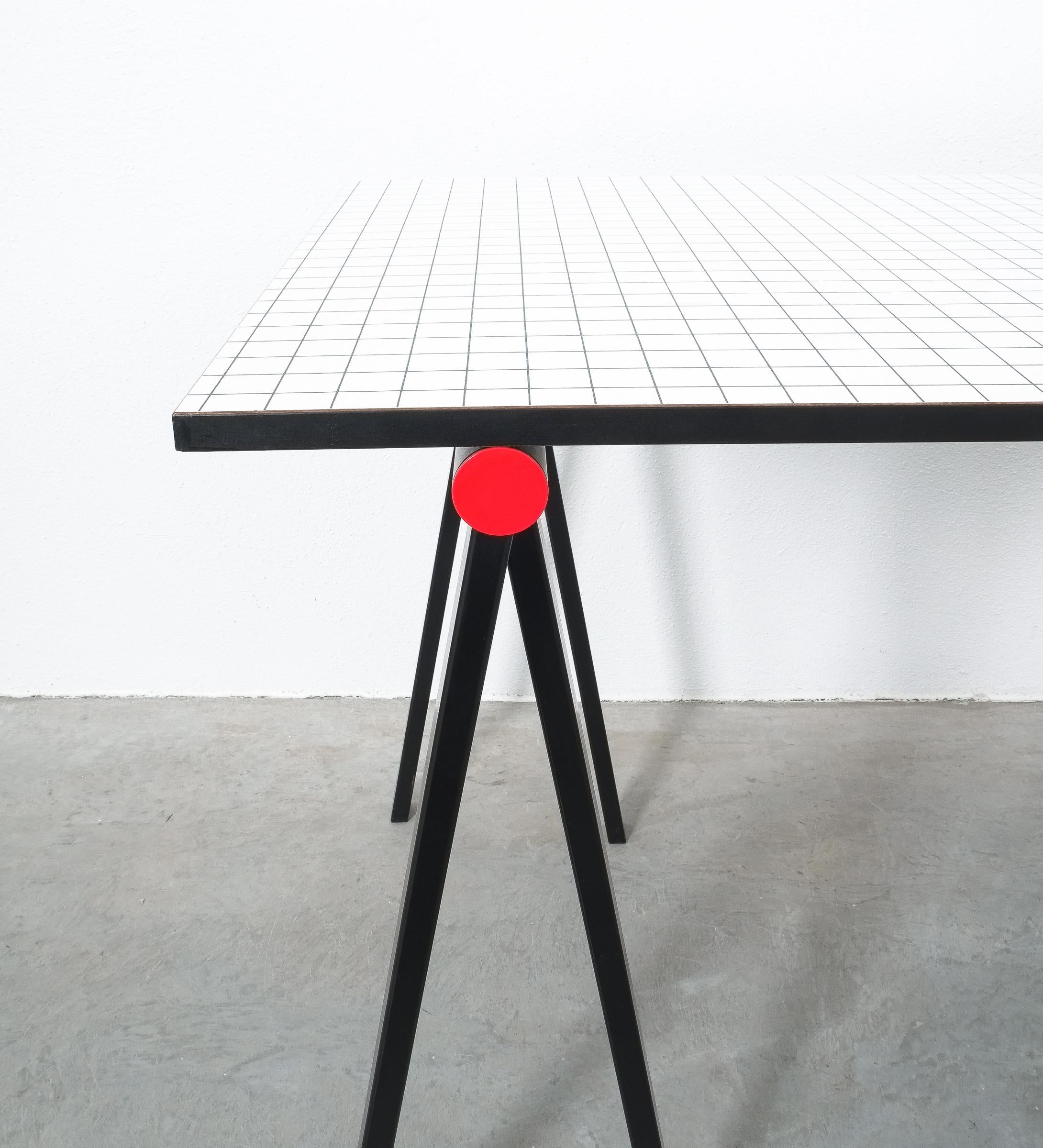 Post-Modern Rodney Kinsman for Bieffeplast Rare Desk Grid Table, Italy, circa 1985