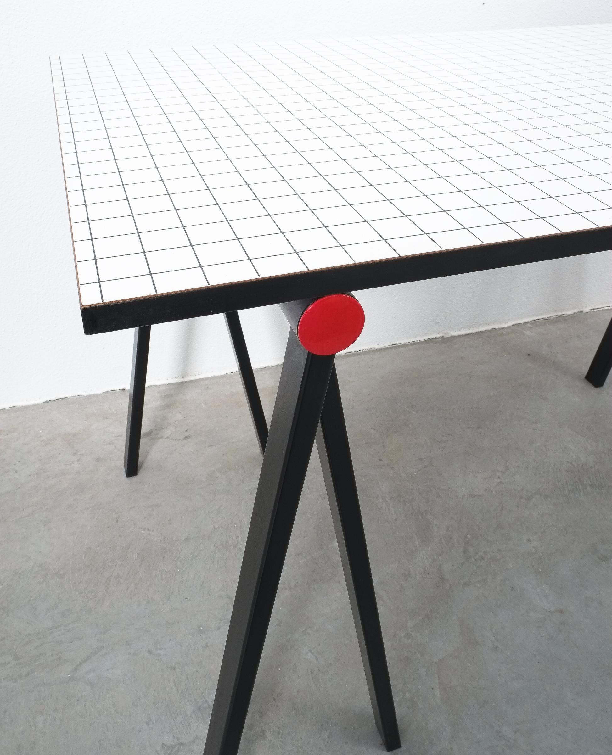 Italian Rodney Kinsman for Bieffeplast Rare Desk Grid Table, Italy, circa 1985