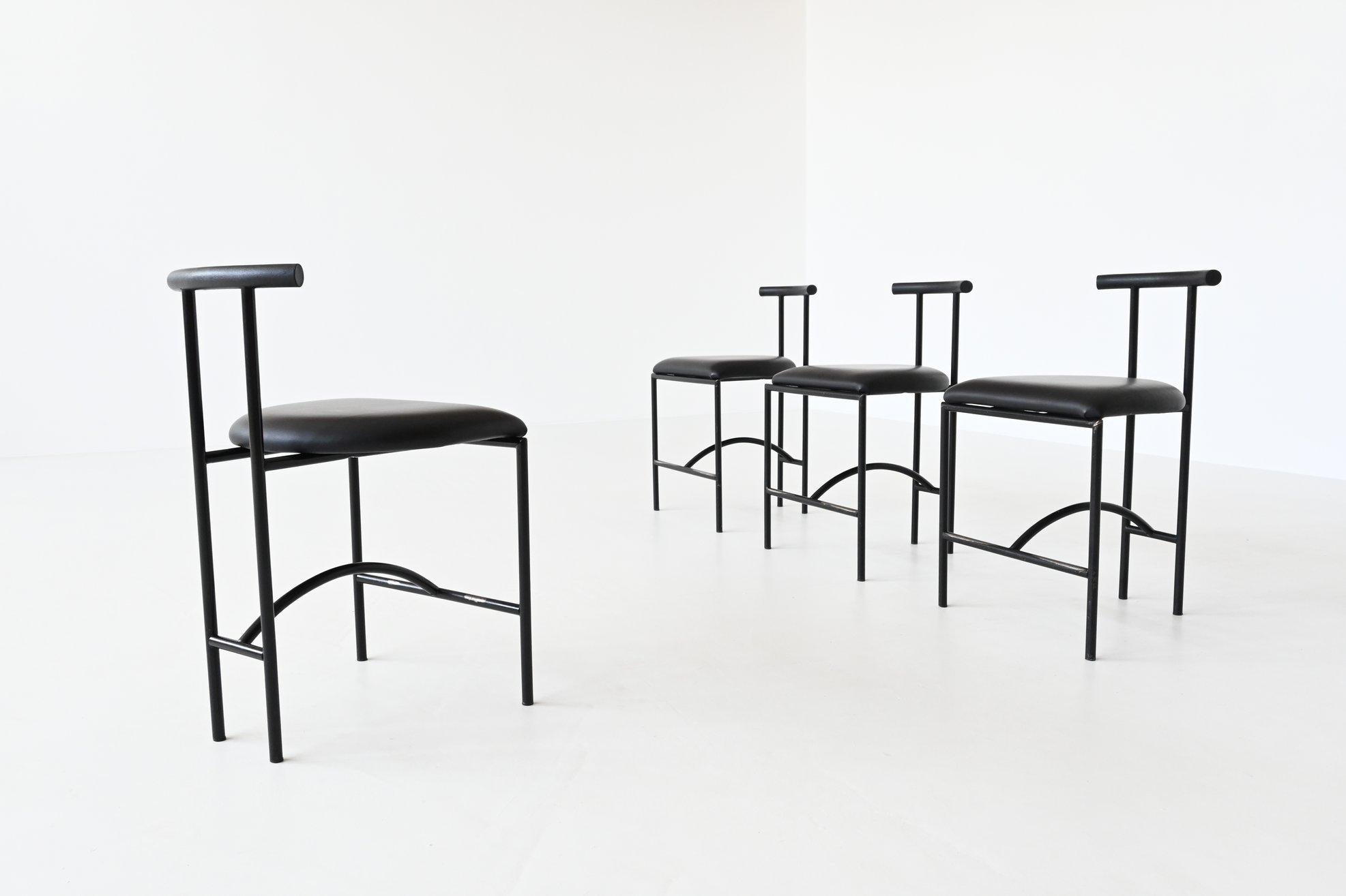 Lacquered Rodney Kinsman Model Tokyo Dining Chairs Bieffeplast Italy 1985