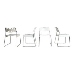 Rodney Kinsman Omstak Stackable Chairs for Bieffeplast, White, 1972, Set of 4