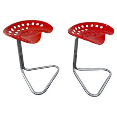 Rodney Kinsman Red T7 Tractor Stools for OMK, 1971