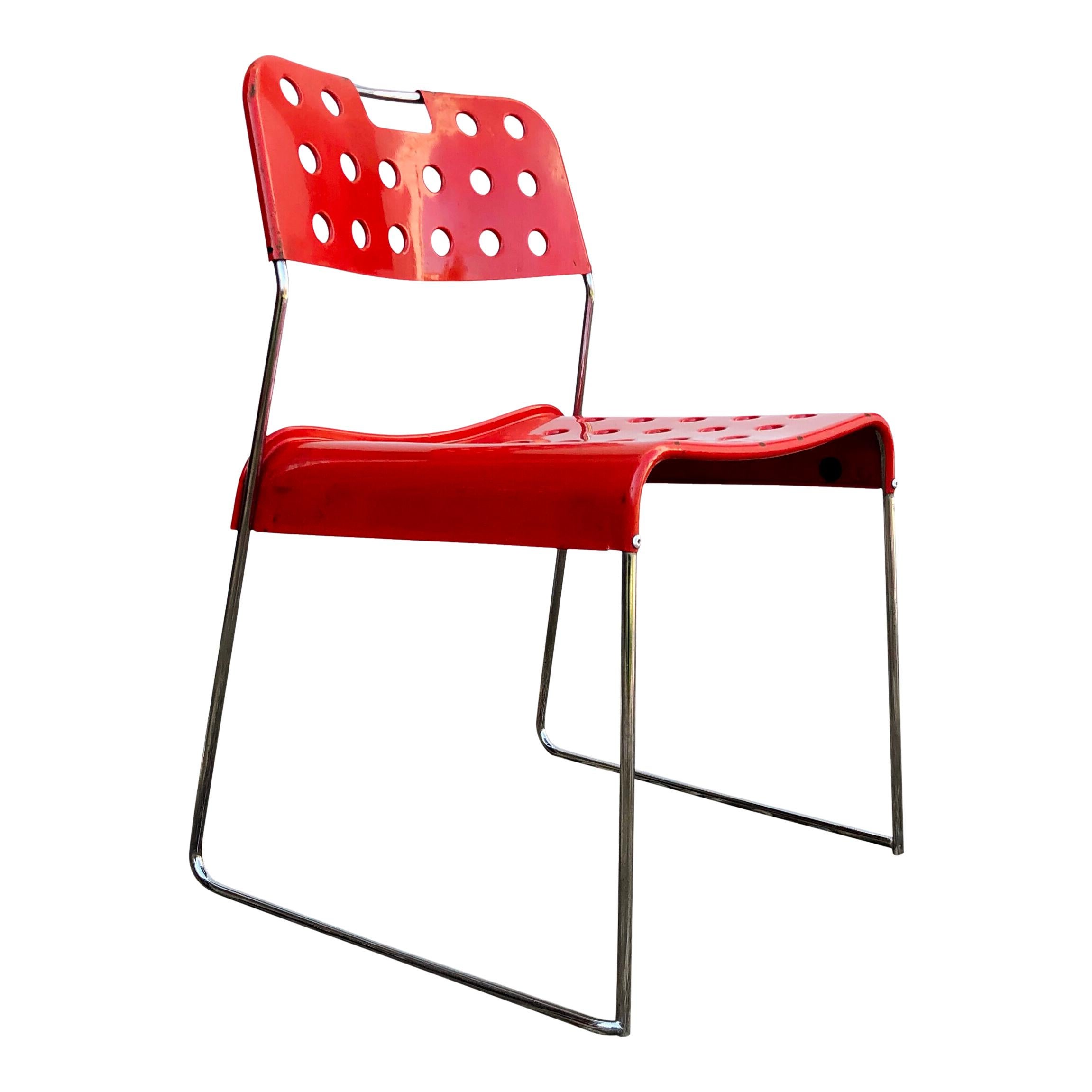 Rodney Kinsman Space Age Roter Omstak-Stuhl aus dem Space Age für Bieffeplast, 1971, Set 0f 4 im Angebot 4