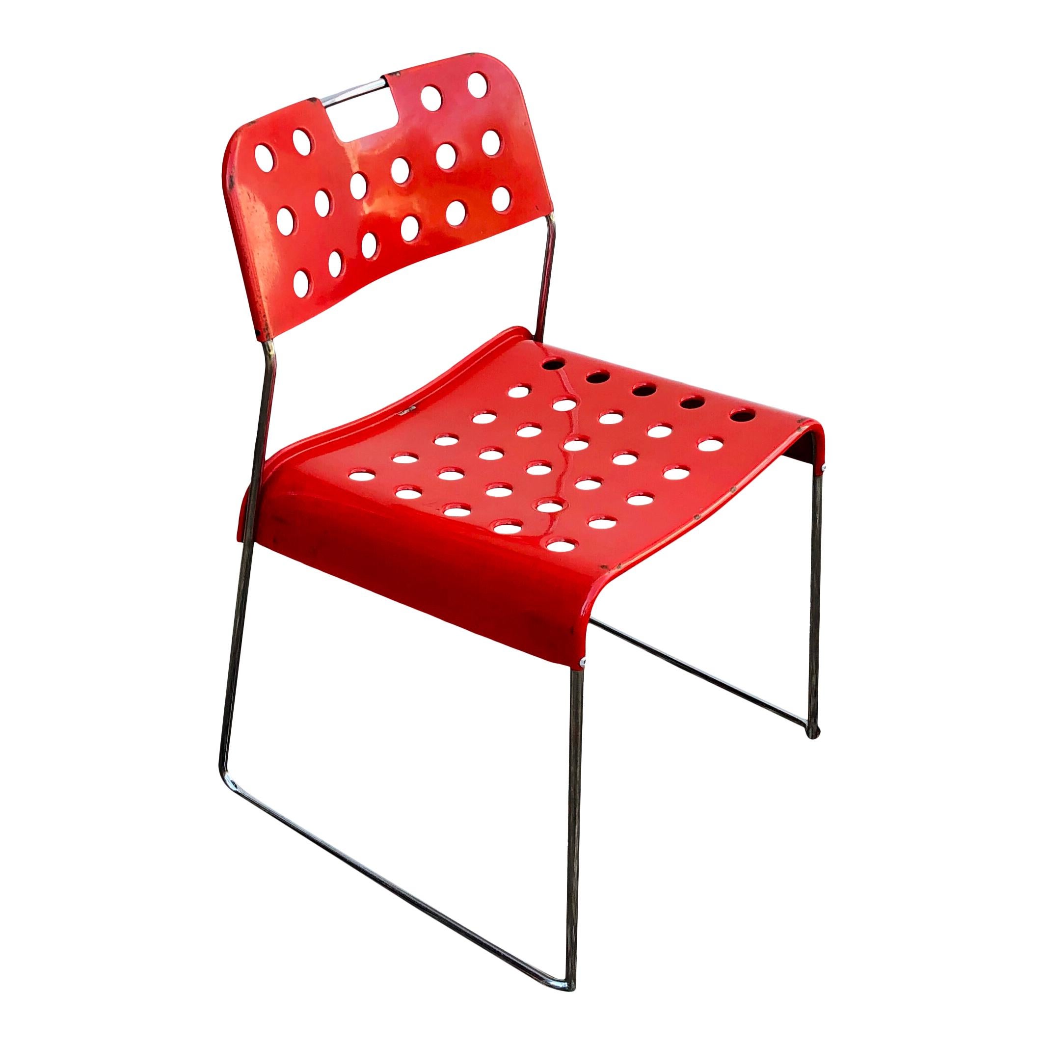 Rodney Kinsman Space Age Roter Omstak-Stuhl aus dem Space Age für Bieffeplast, 1971, Set 0f 4 im Angebot 6