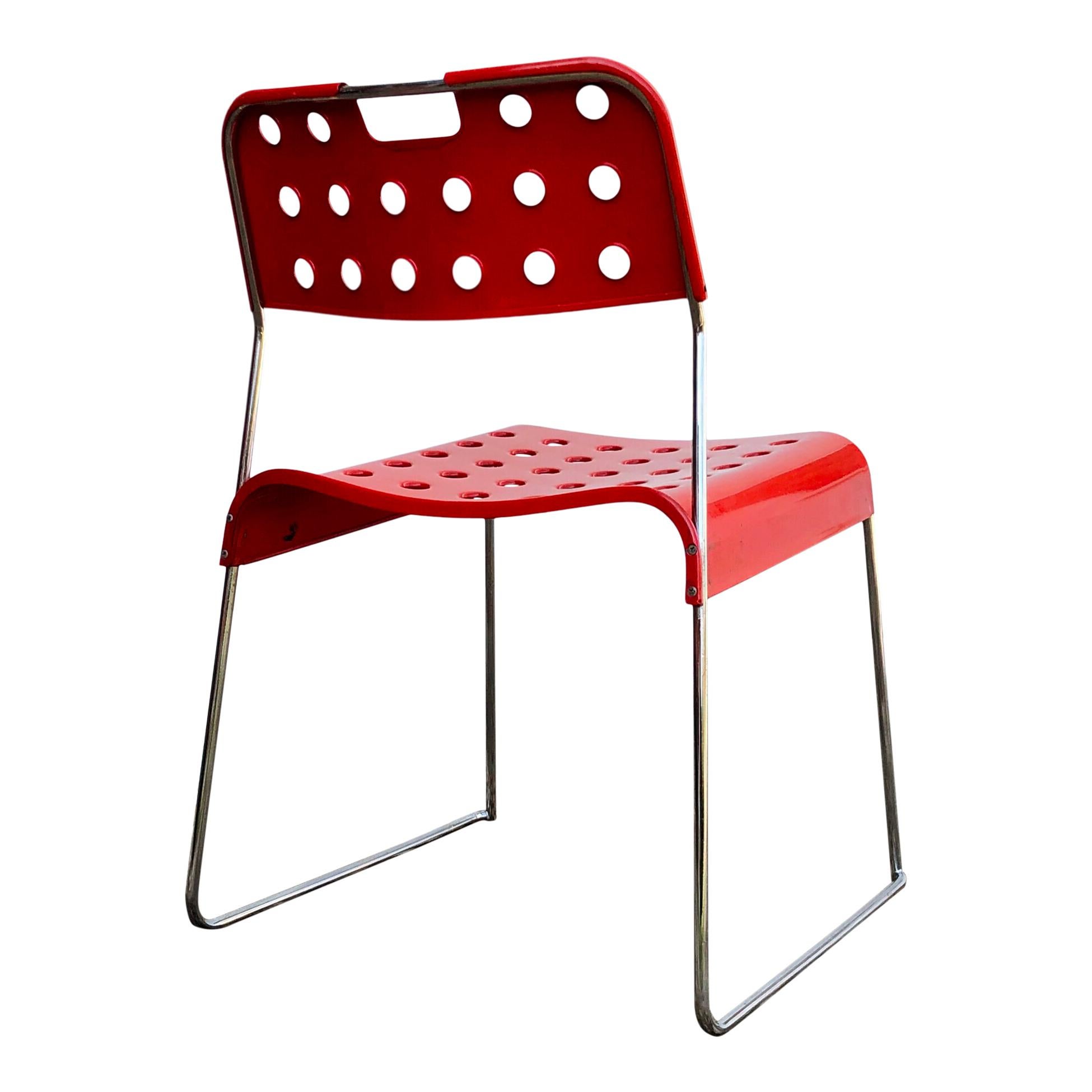 Rodney Kinsman Space Age Roter Omstak-Stuhl aus dem Space Age für Bieffeplast, 1971, Set 0f 4 im Angebot 8