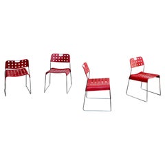 Rodney Kinsman Silla Omstak Roja de la Era Espacial para Bieffeplast, 1971, Juego de 4 unidades