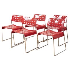Rodney Kinsman Space Age Red Omstak Dining Chair for Bieffeplast, 1971, Set of 5