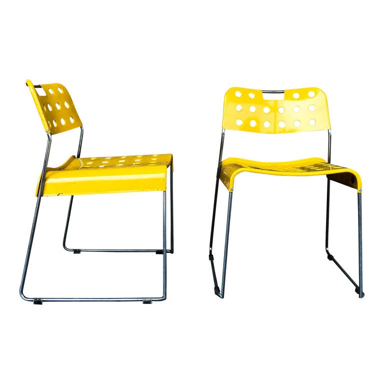 Rodney Kinsman Space Age Yellow Omstak Chair for Bieffeplast, 1971, Set of 12 For Sale 6