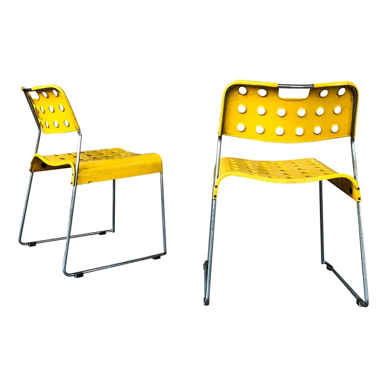 Rodney Kinsman Space Age Yellow Omstak Chair for Bieffeplast, 1971, Set of 12 For Sale 8