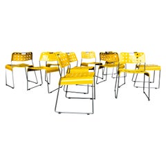 Rodney Kinsman Space Age Yellow Omstak Chair for Bieffeplast, 1971, ensemble de 12 pièces