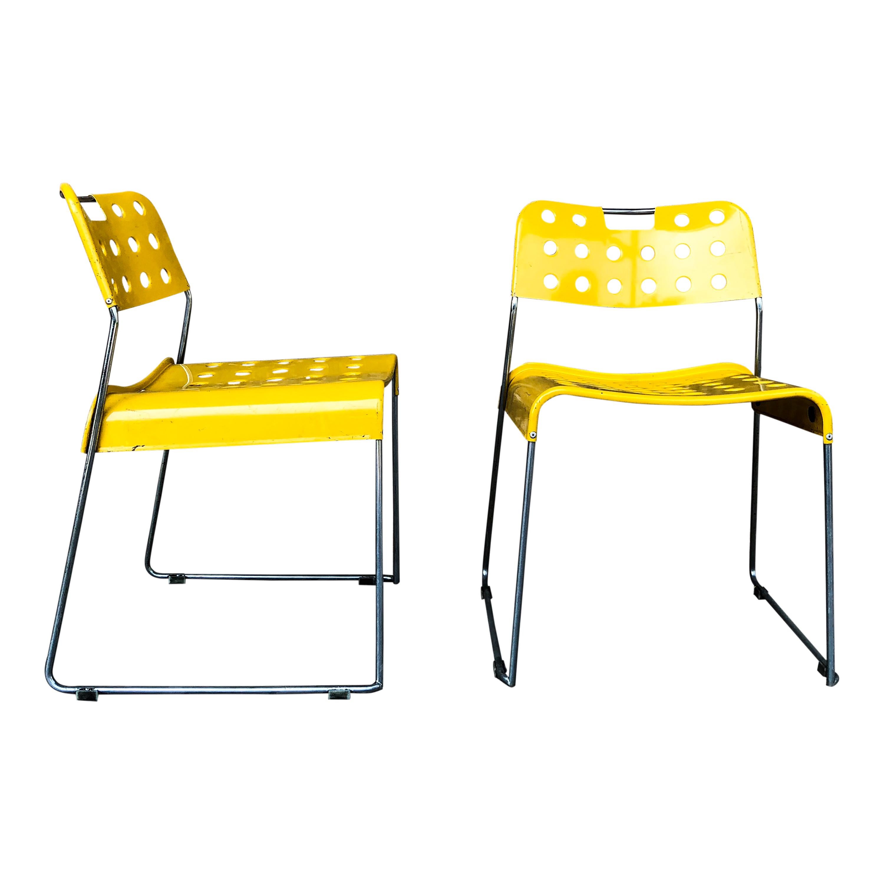 Rodney Kinsman Space Age Yellow Omstak Chair for Bieffeplast, 1971, Set of 6 For Sale 6