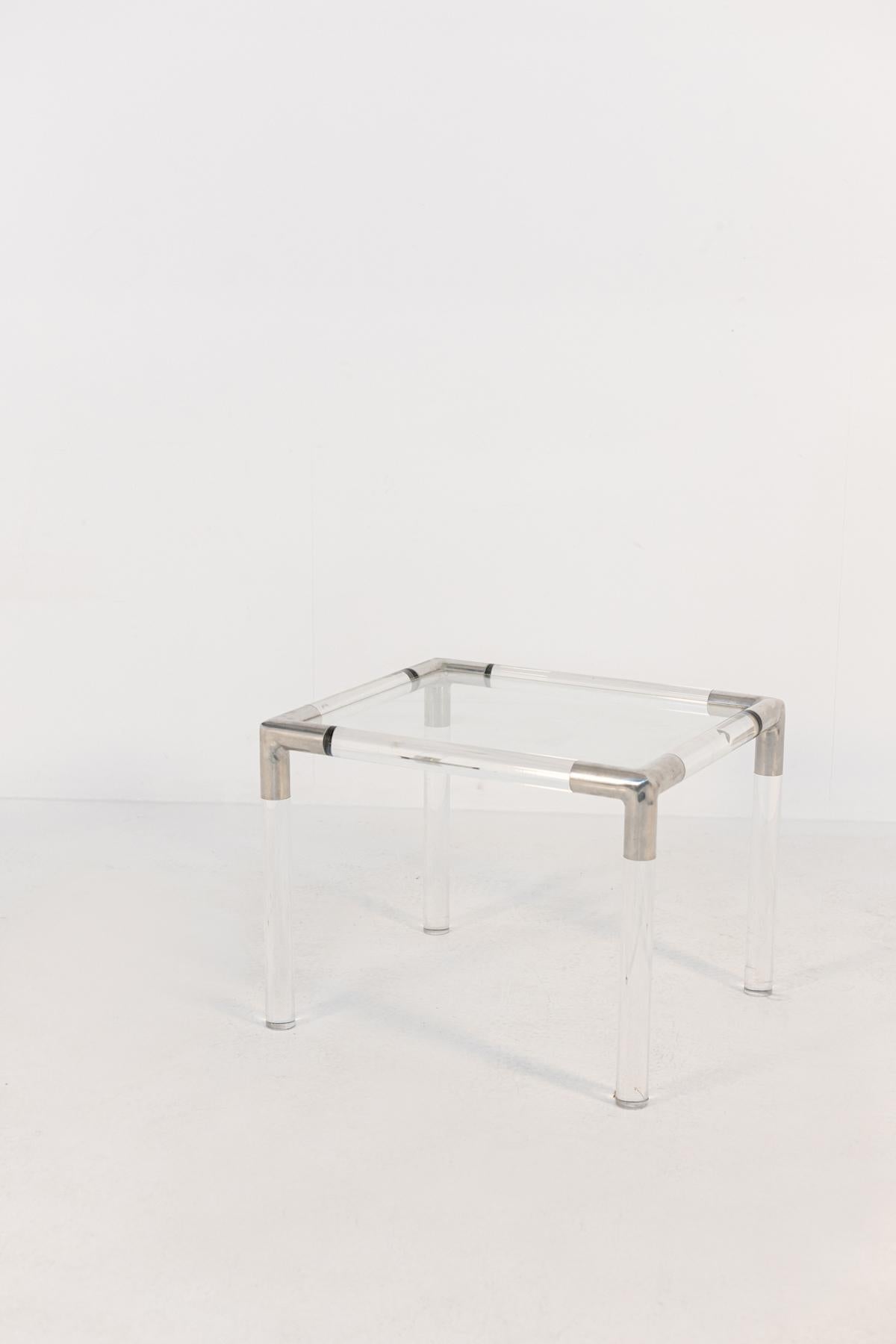 Acier Table basse Rodney Kisman pour Bieffeplast Modèle T14, plexiglas en vente
