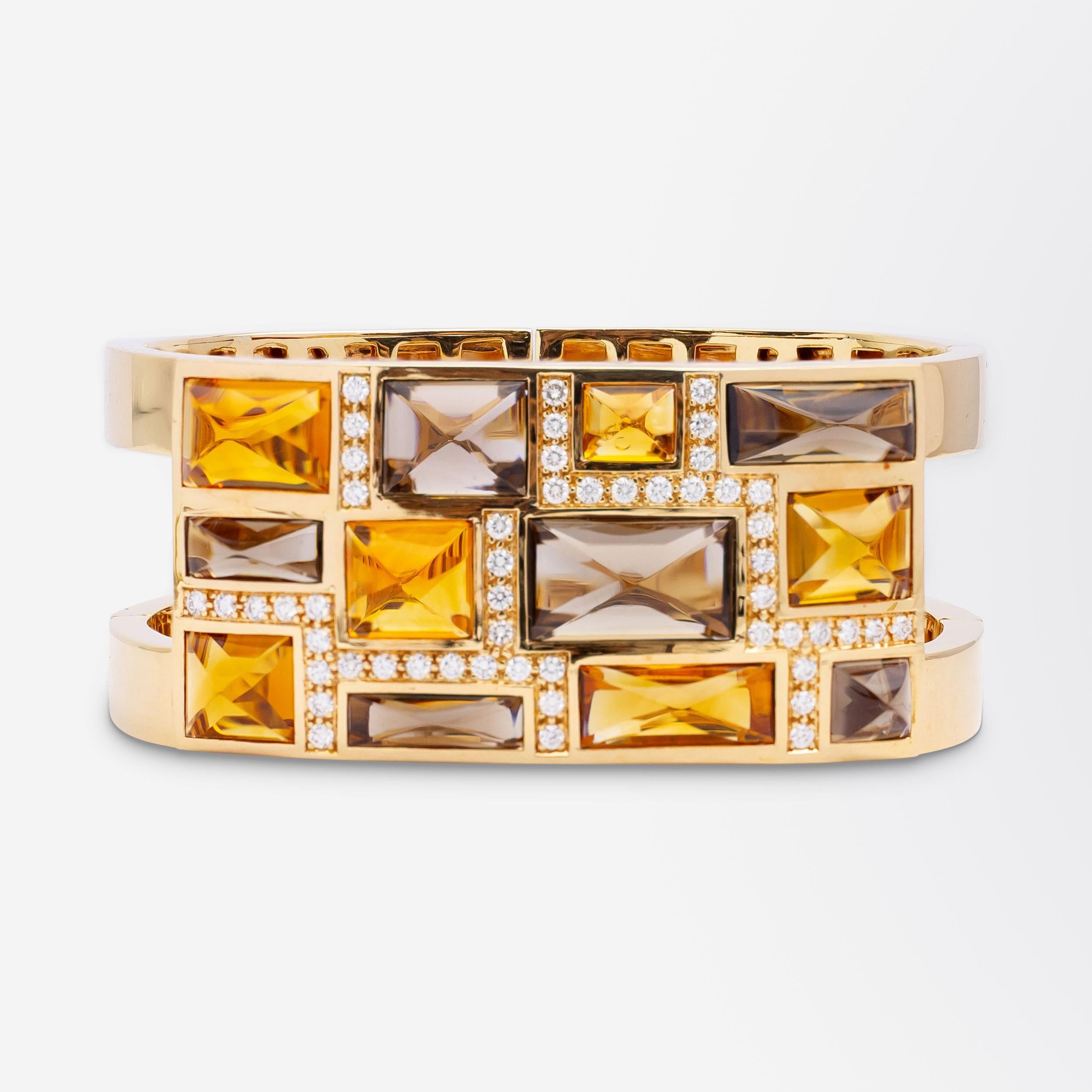 Rodney Rayner Armband aus 18 Karat Roségold mit Citrin und Rauchquarz in Set (Modernistisch)
