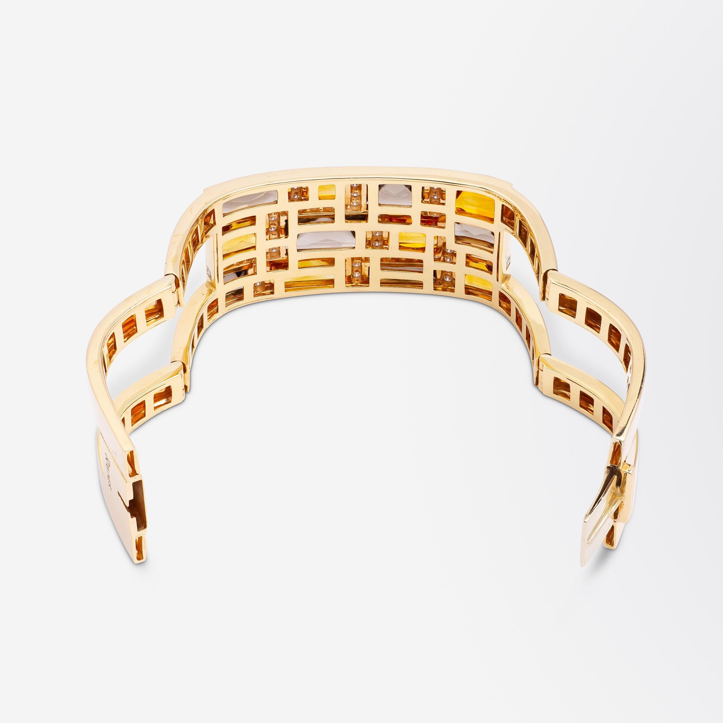 Rodney Rayner Armband aus 18 Karat Roségold mit Citrin und Rauchquarz in Set für Damen oder Herren