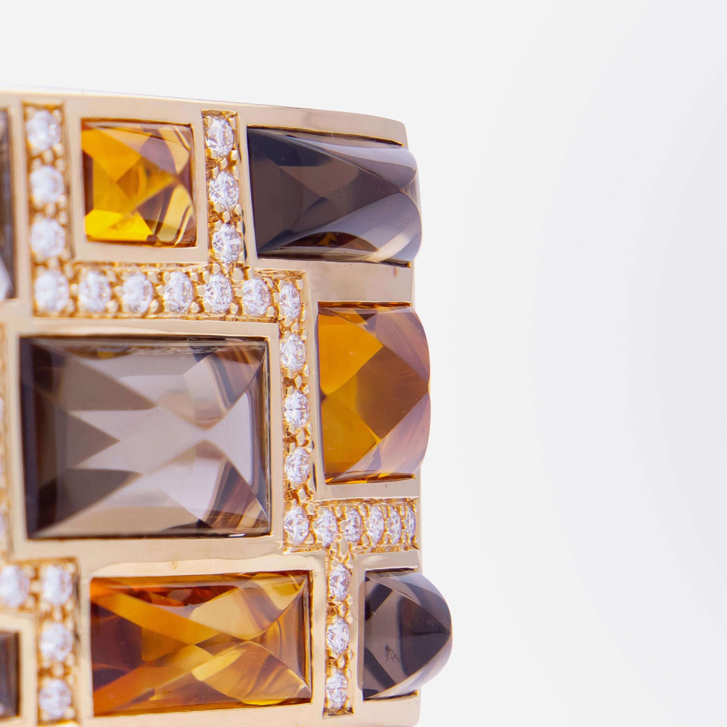 Rodney Rayner Armband aus 18 Karat Roségold mit Citrin und Rauchquarz in Set 1