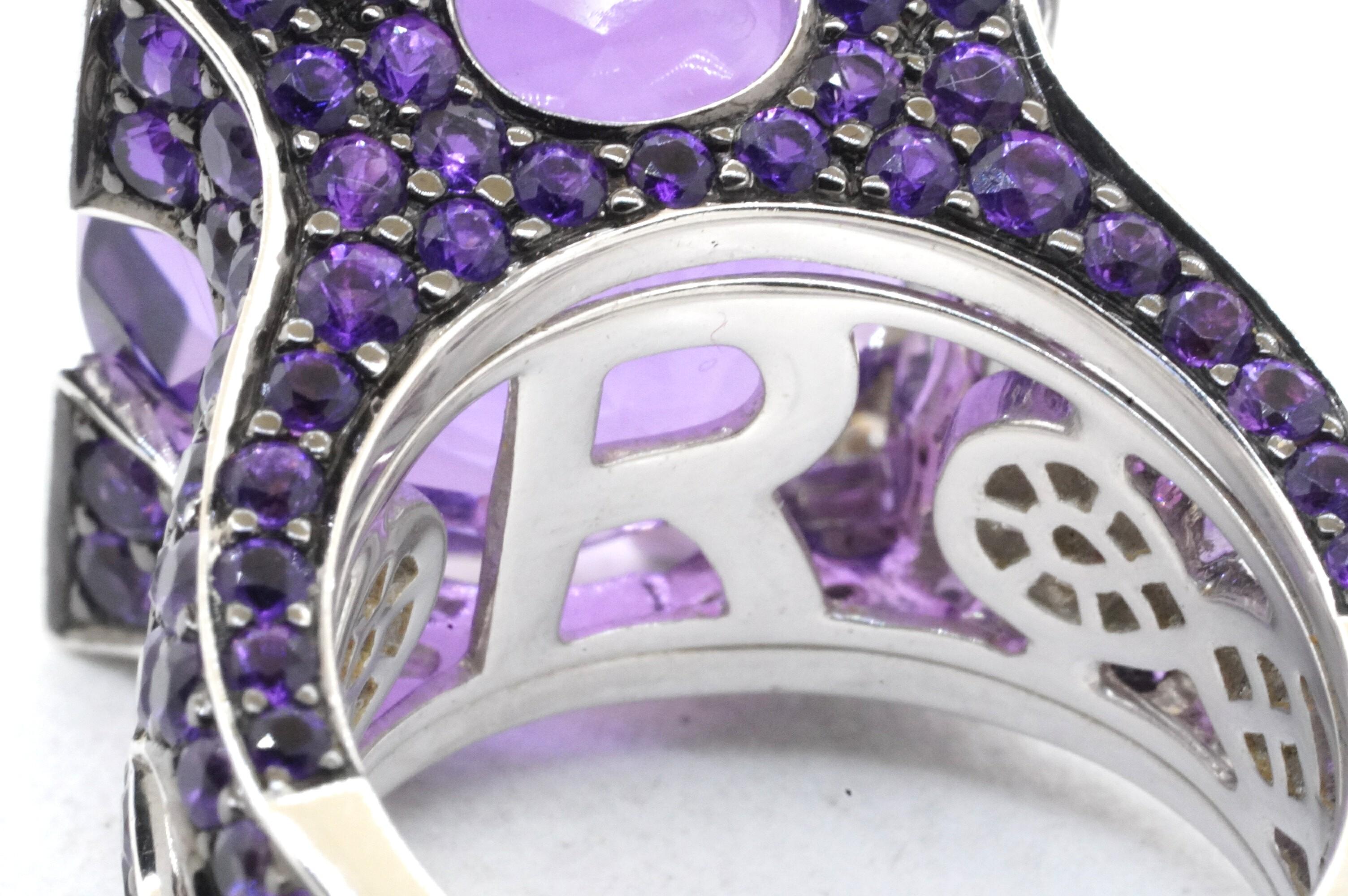Rodney Rayner Drachenring, 18 Karat Weißgold 35,40 Karat Amethyst und Diamant im Zustand „Hervorragend“ im Angebot in Fort Lauderdale, FL
