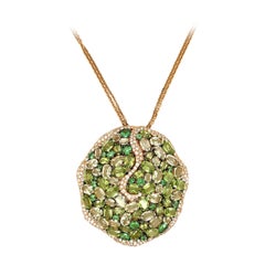 Rodney Rayner 18KT Rose Gold Pendant with Peridot, Tsavorite, Diamonds, Green Qtz