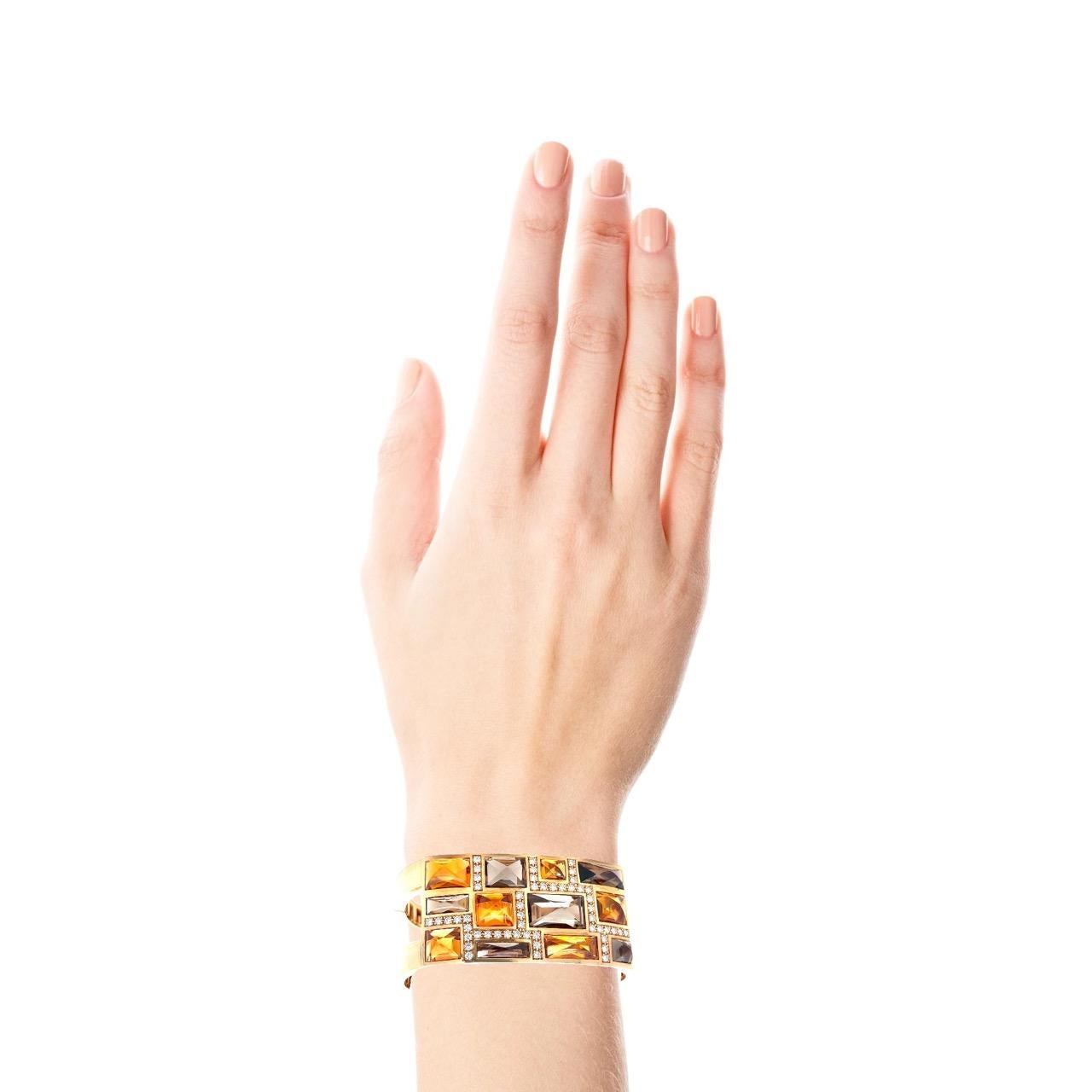 Rodney Rayner Citrine Smoky Topaz Diamond Bangle Bracelet 5