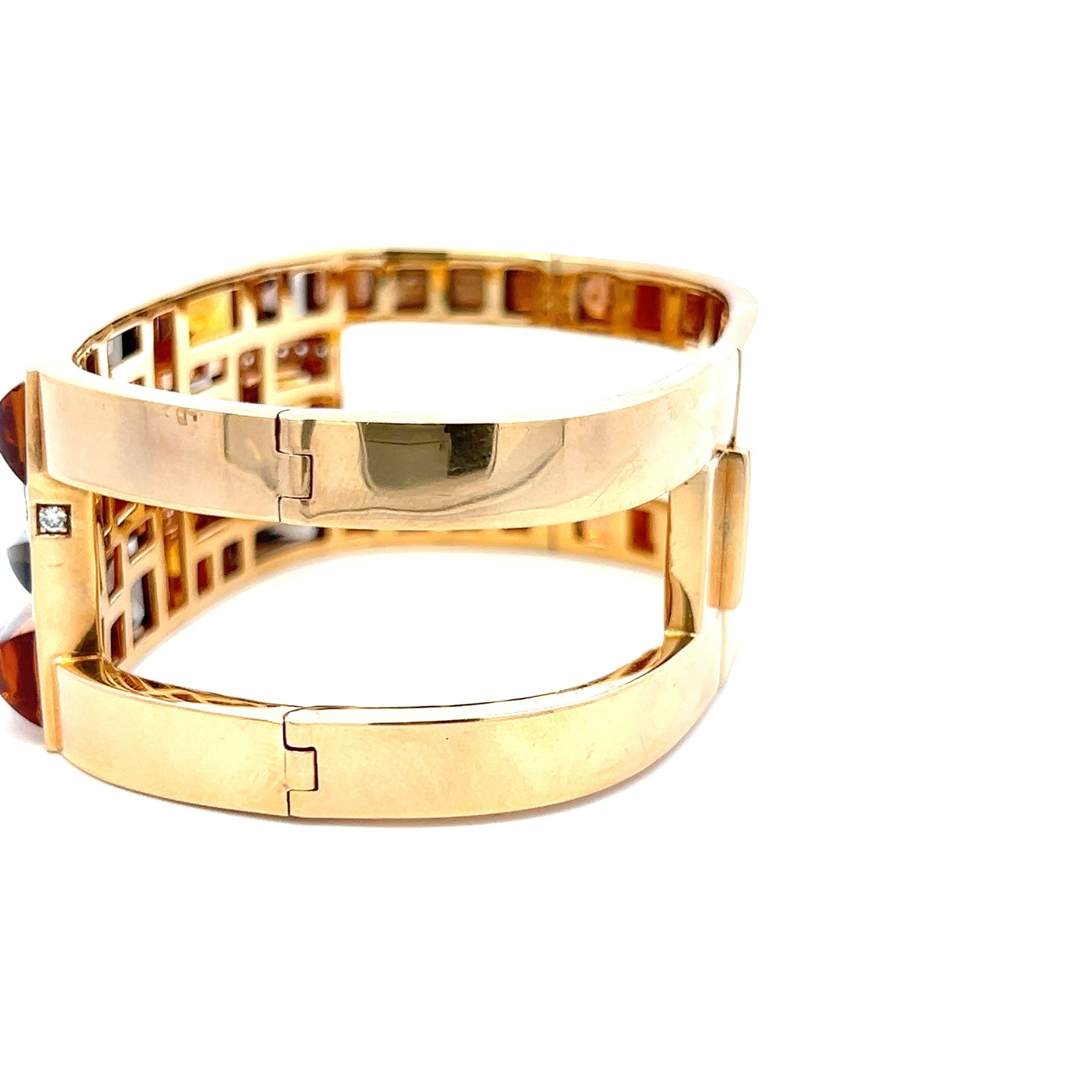 Rodney Rayner Citrine Smoky Topaz Diamond Bangle Bracelet 1