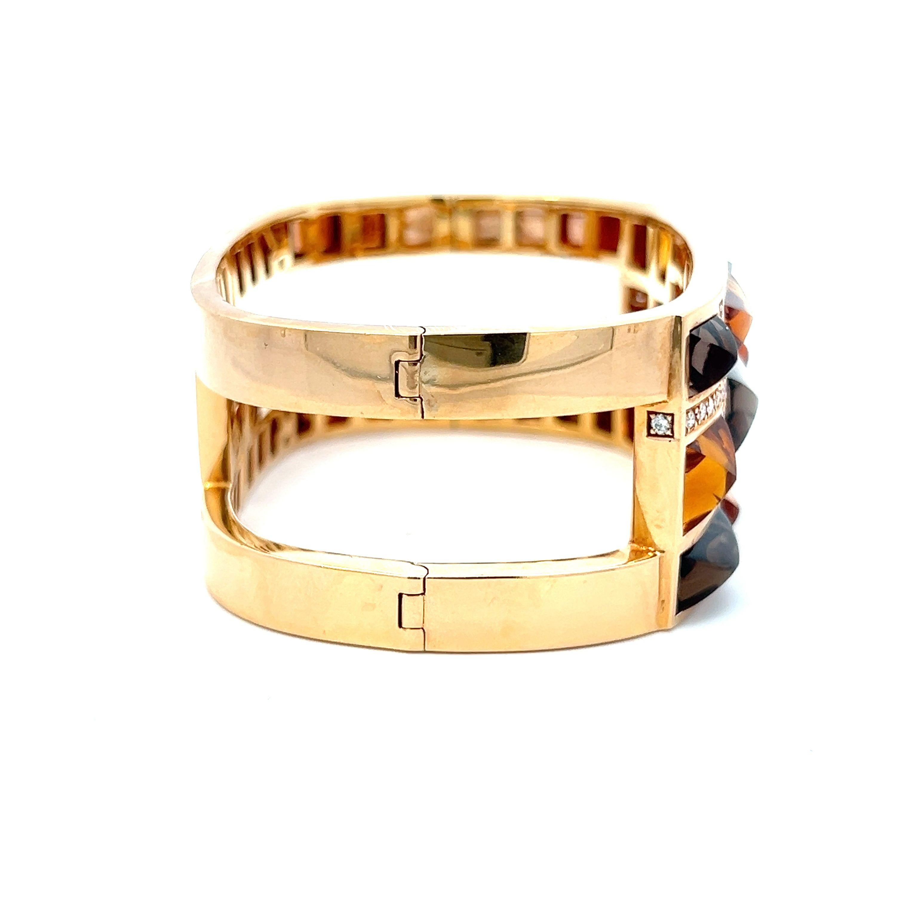 Rodney Rayner Citrine Smoky Topaz Diamond Bangle Bracelet 3