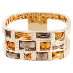 Rodney Rayner Citrine Smoky Topaz Diamond Bangle Bracelet
