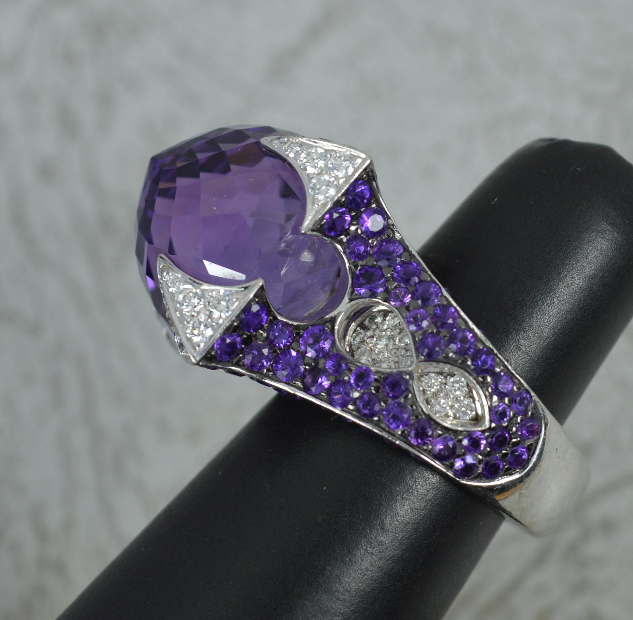 Rodney Rayner Dragon 18 Carat White Gold Amethyst and Diamond Cocktail Ring 5