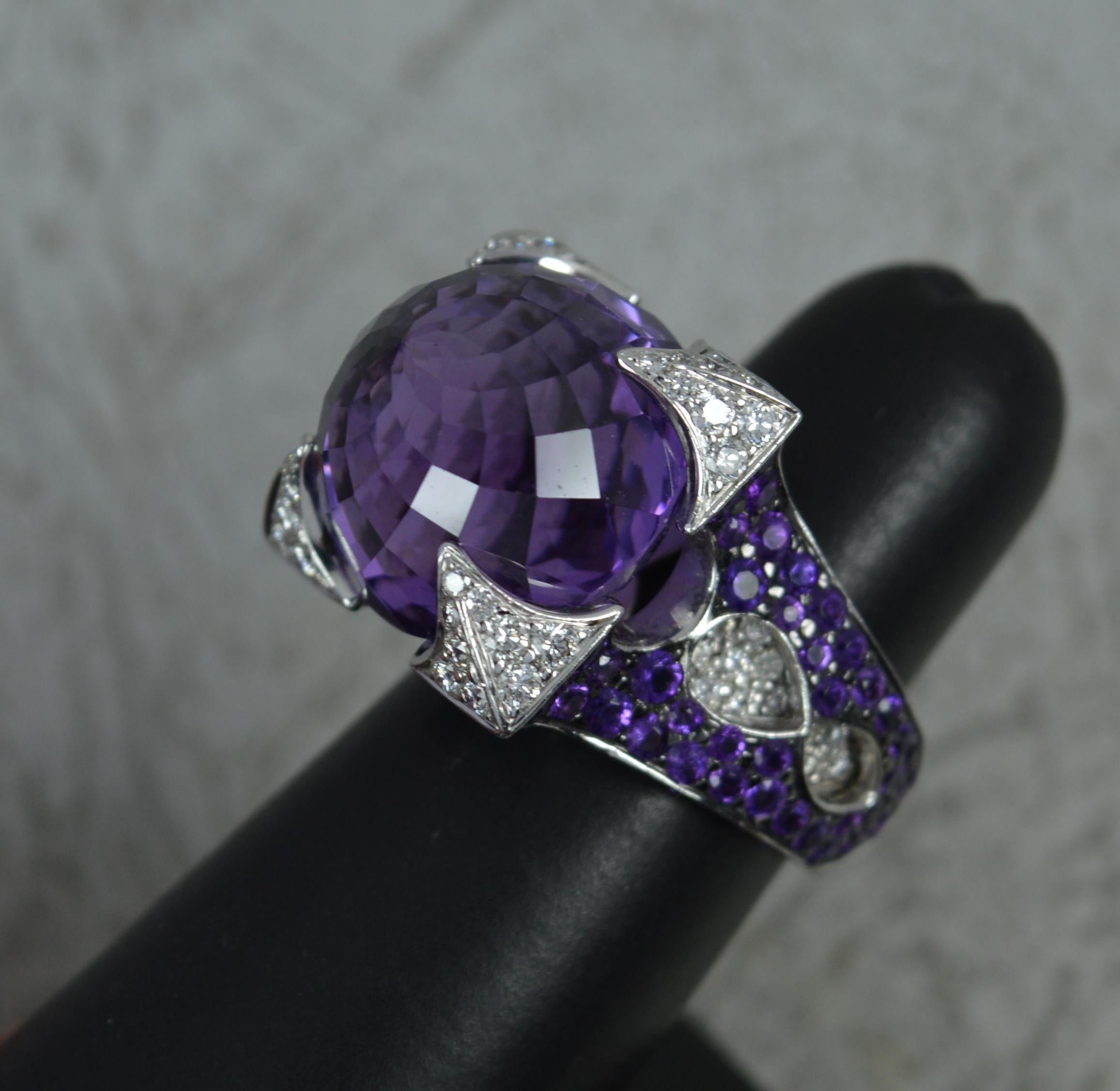 Rodney Rayner Dragon 18 Carat White Gold Amethyst and Diamond Cocktail Ring 6