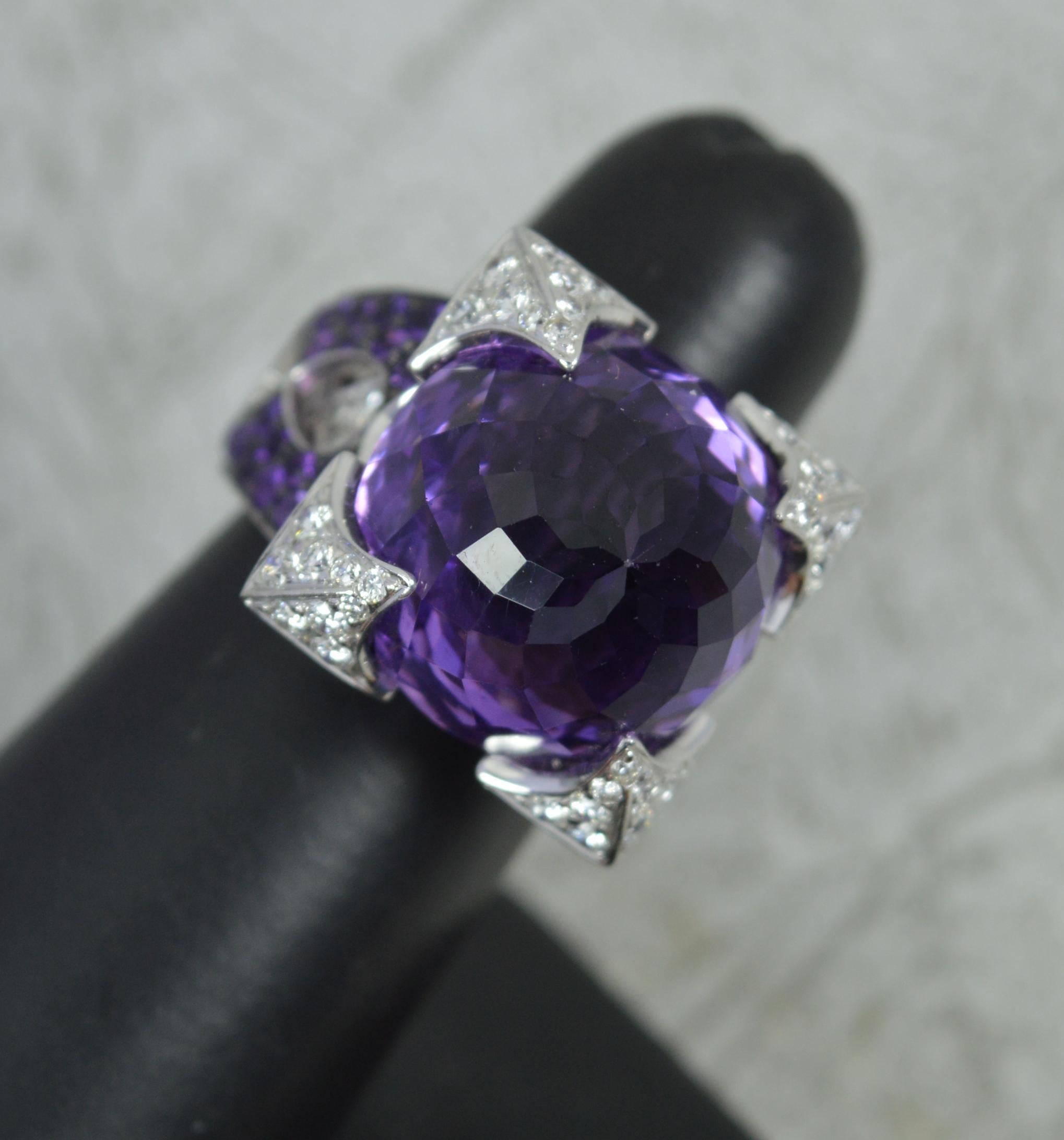 Rodney Rayner Dragon 18 Carat White Gold Amethyst and Diamond Cocktail Ring 8