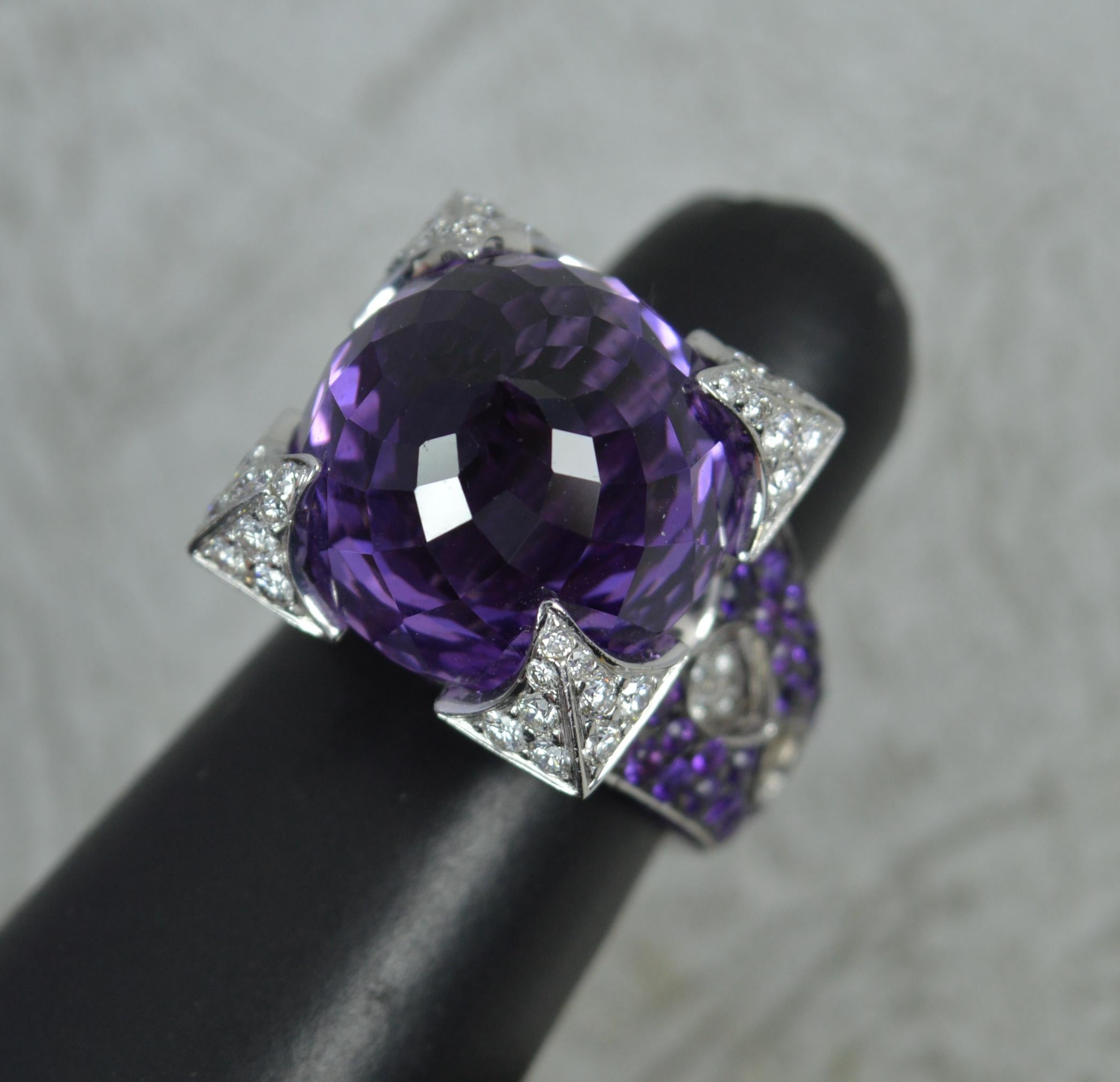 Rodney Rayner Dragon 18 Carat White Gold Amethyst and Diamond Cocktail Ring 9