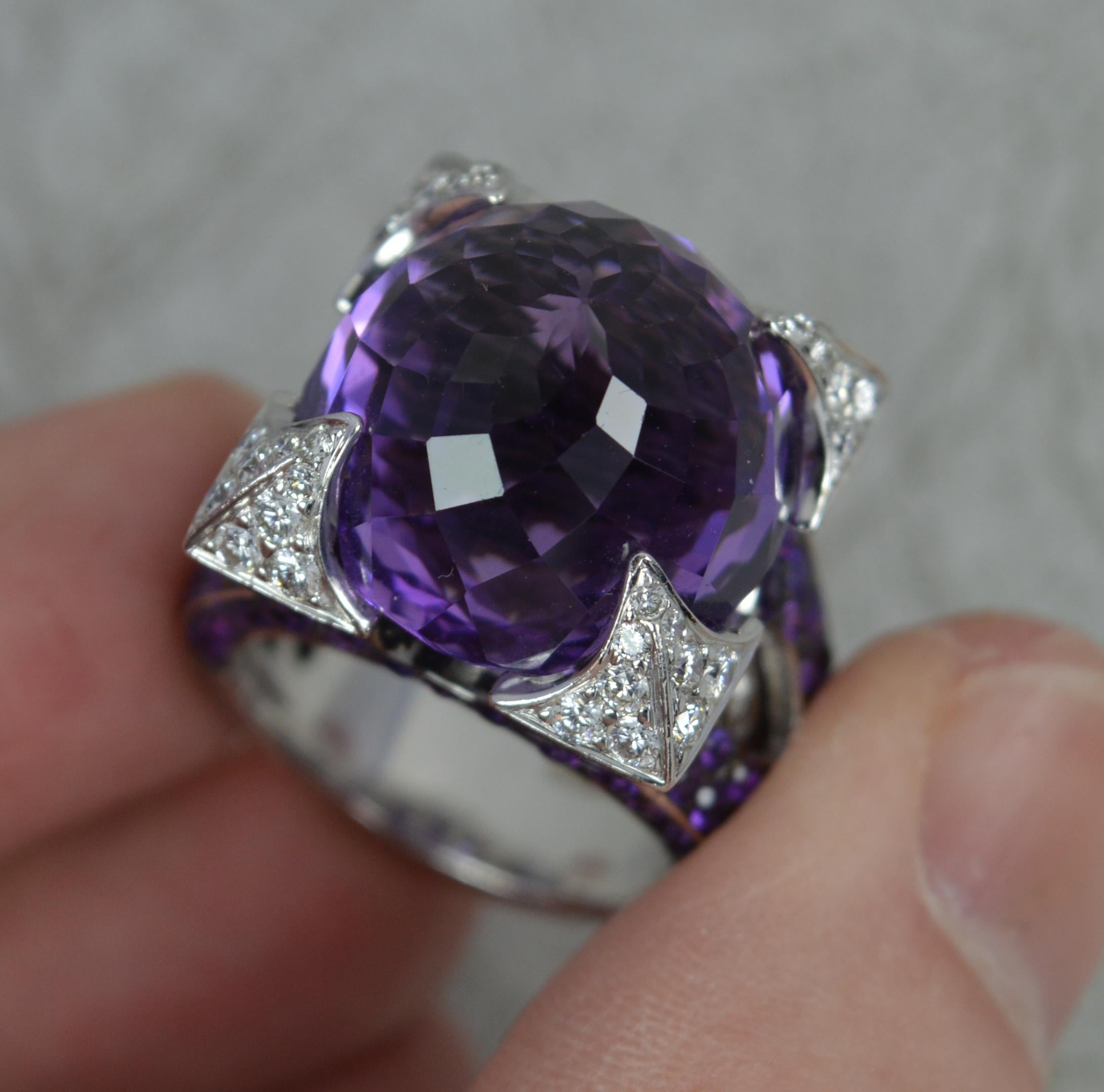 Rodney Rayner Dragon 18 Carat White Gold Amethyst and Diamond Cocktail Ring For Sale 1