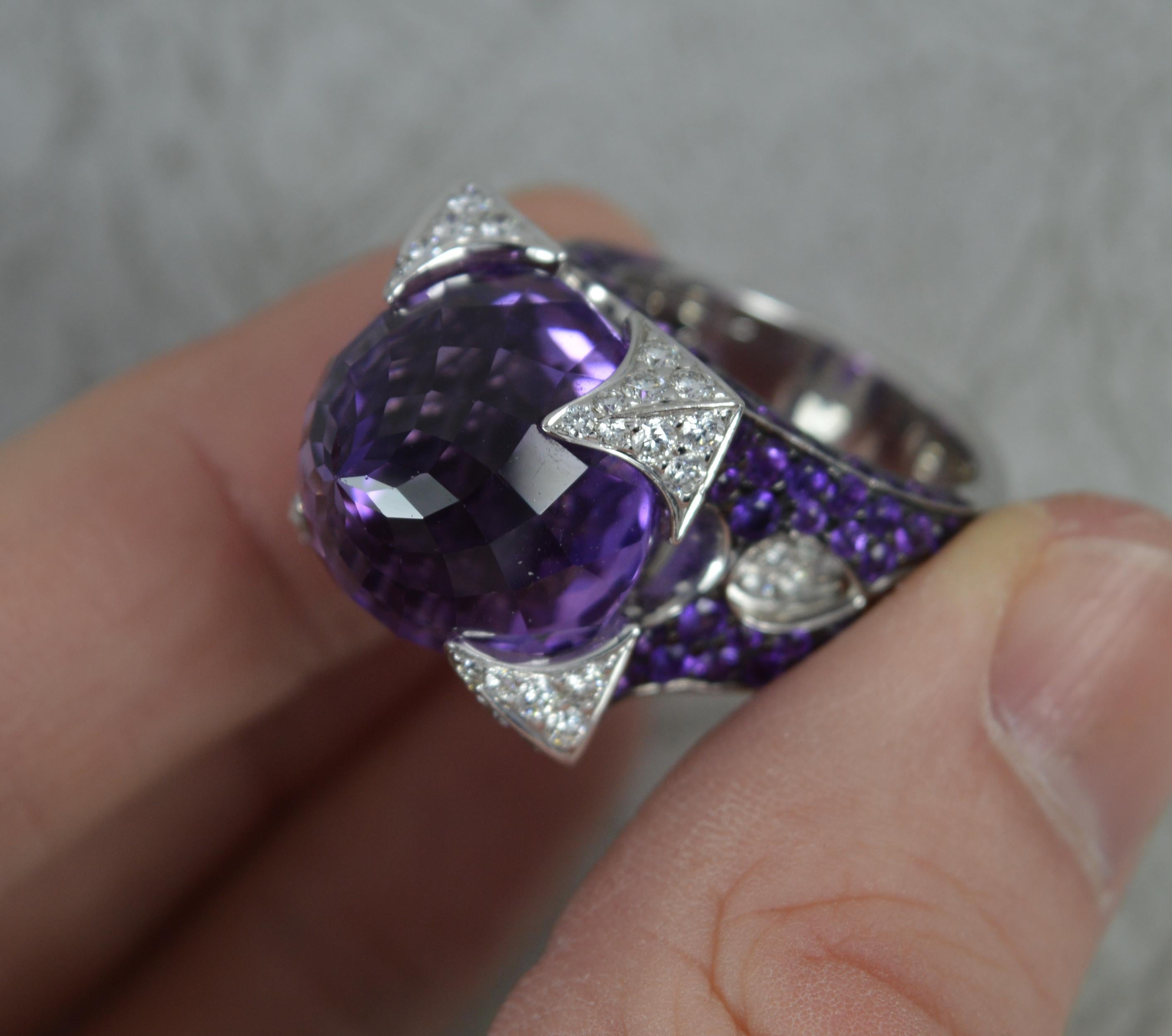 Rodney Rayner Dragon 18 Carat White Gold Amethyst and Diamond Cocktail Ring For Sale 2