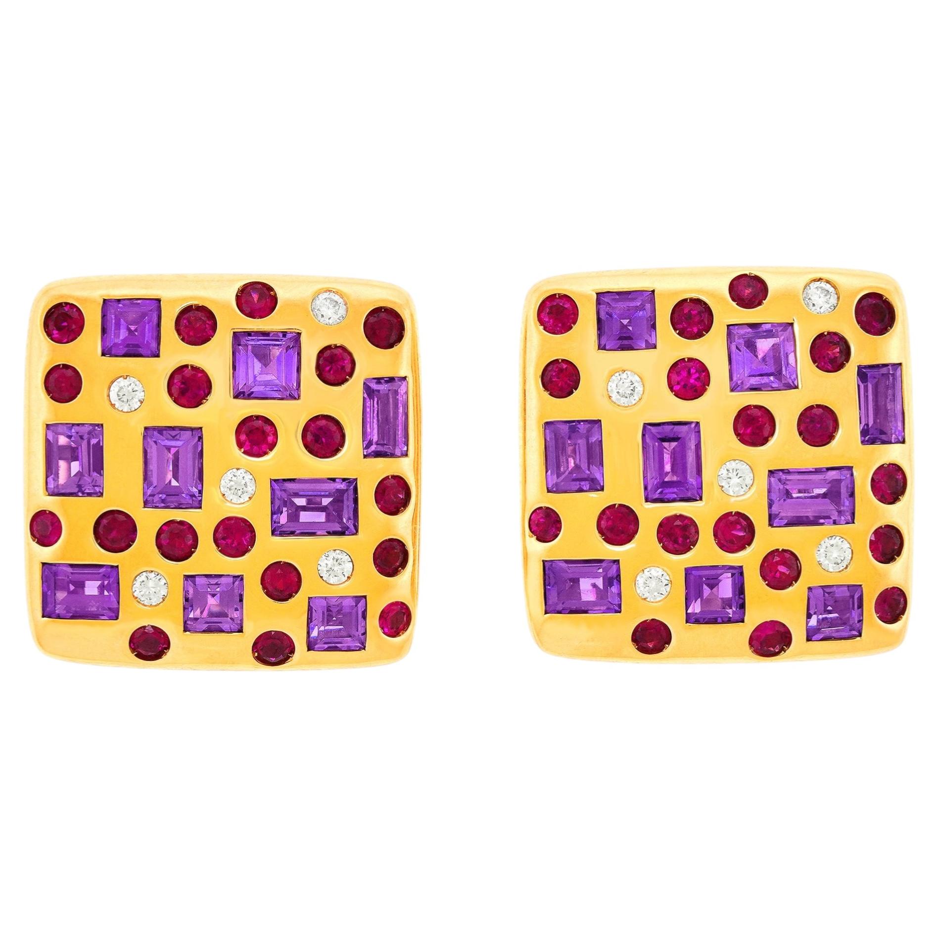 Pre-owned Rodney Rayner Modernist 90s Earrings In Multi