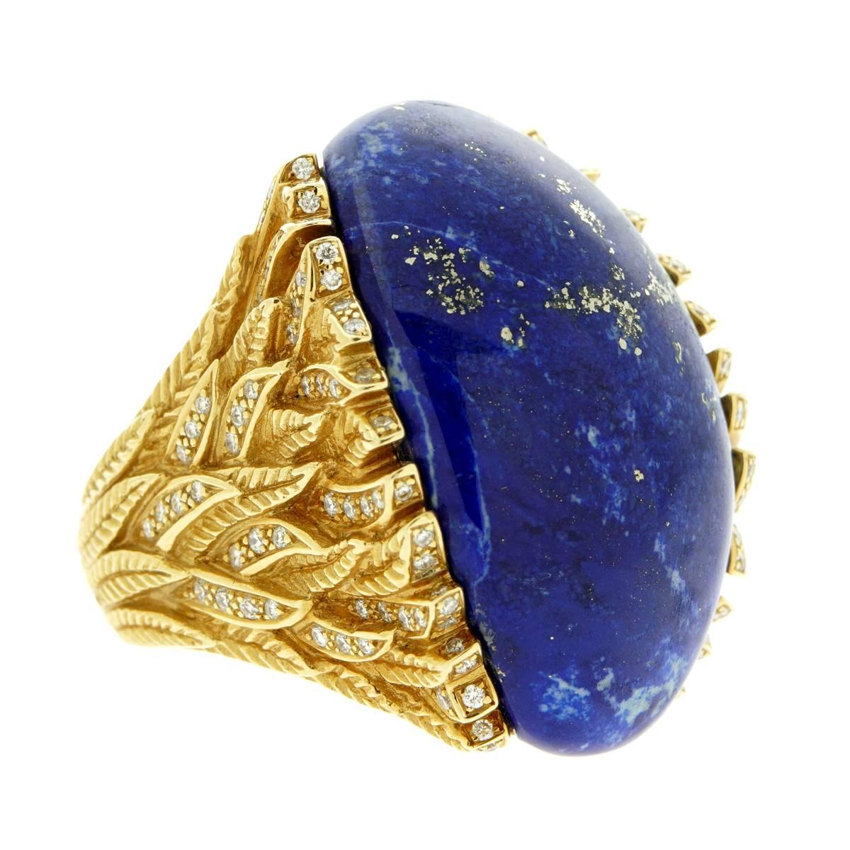 Rodney Rayner One of a Kind Lapis Lazuli Diamond Gold Ring