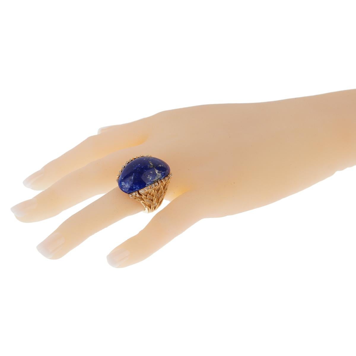 A magnificent custom piece by Rodney Rayner featuring a Lapis Lazuli central stone measuring 1.25